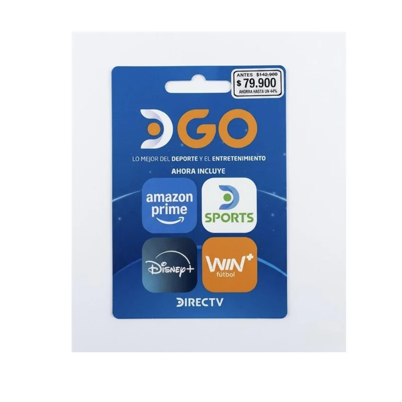 Agrega la tarjeta Regalo DGO Prepago Directv Go con Win+ Fútbol, Disney+ y Prime Video a tu producto LENOVO y llévala totalmente gratis
