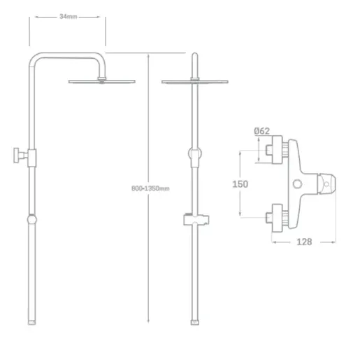 Columna de ducha extensible en latón con – Källa