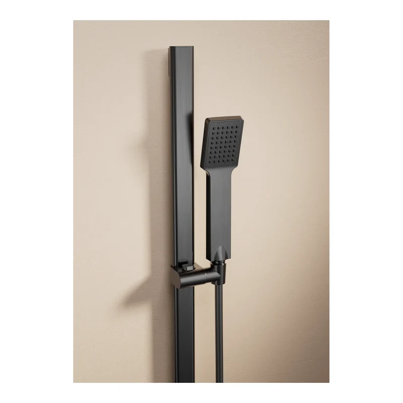 BARRA SOPORTE MANGO DUCHA DESLIZ. CUADRADA DRAVA BLACK GUN METAL IMEX