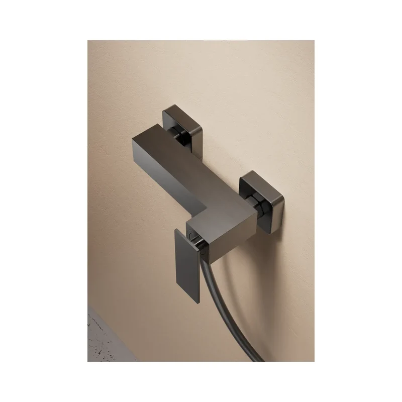 BARRA SOPORTE MANGO DUCHA DESLIZ. CUADRADA DRAVA BLACK GUN METAL IMEX