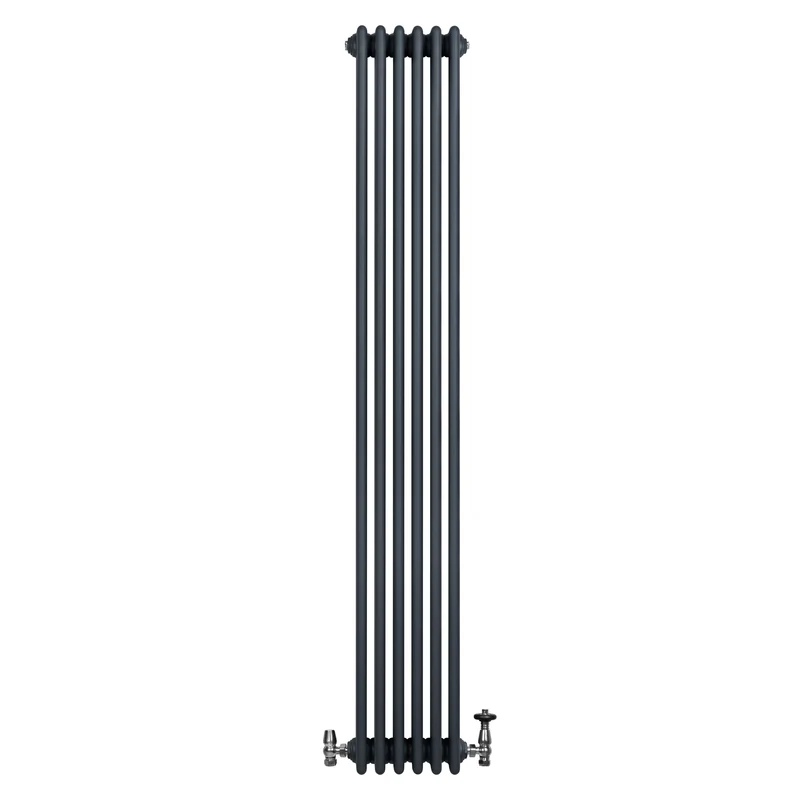 Radiador Tradicional de 4 Columnas y Válvulas – 1800 x 290 mm – Gris Antracita