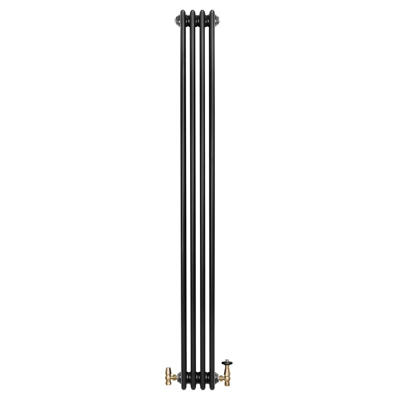 Radiador Tradicional de 4 Columnas y Válvulas – 1800 x 200 mm – Negro