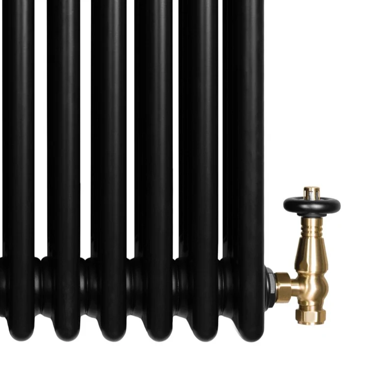 Radiador Tradicional de 4 Columnas y Válvulas – 1800 x 200 mm – Negro