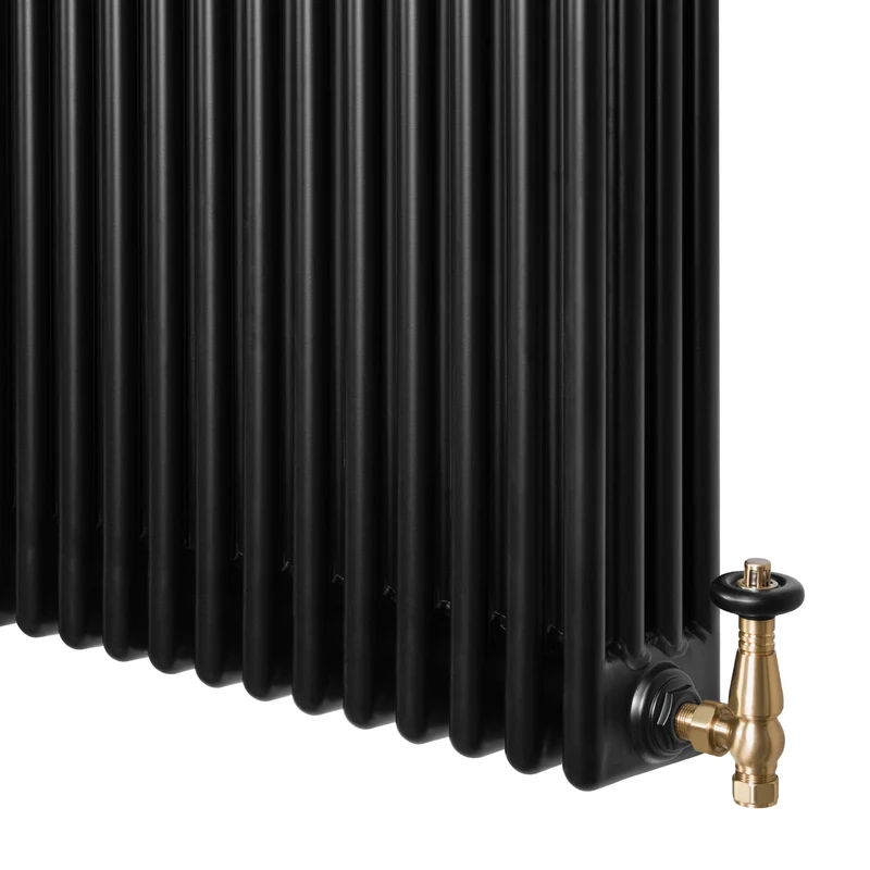 Radiador Tradicional de 4 Columnas y Válvulas – 1800 x 200 mm – Negro