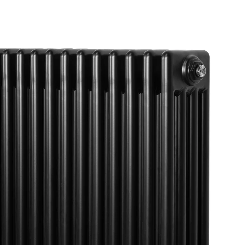 Radiador Tradicional de 4 Columnas y Válvulas – 1800 x 200 mm – Negro