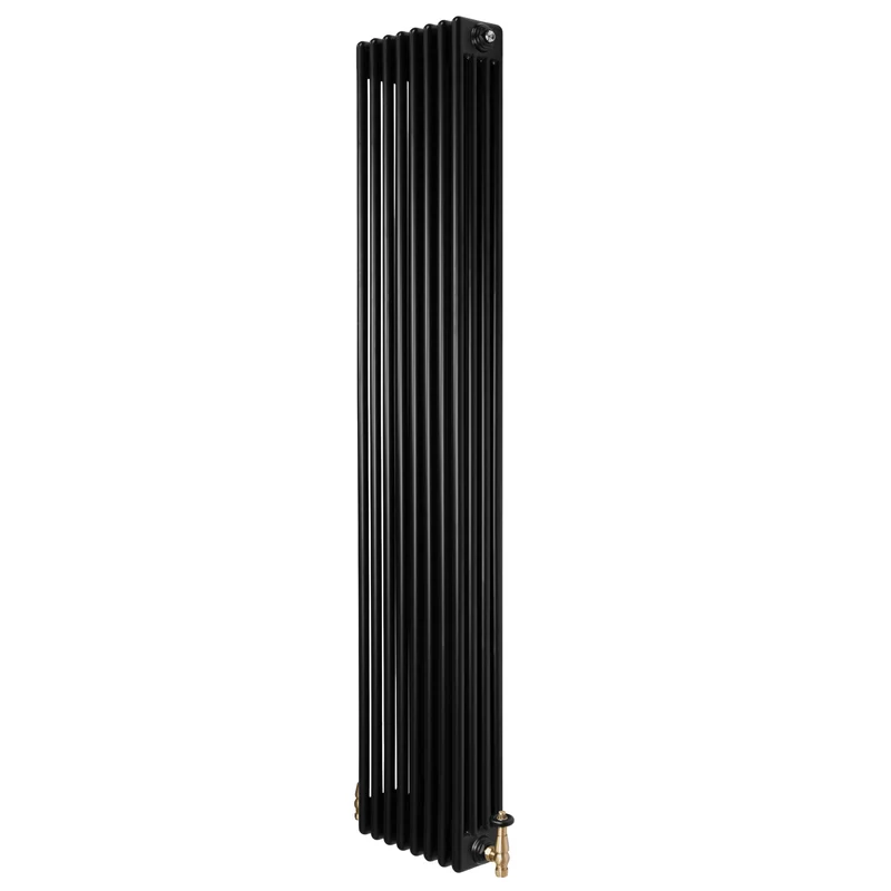 Radiador Tradicional de 4 Columnas y Válvulas – 1800 x 380 mm – Negro