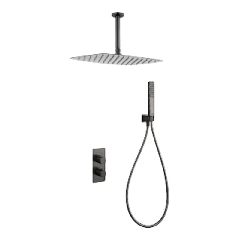 Conjunto ducha termostático empotrado Sassari black gun metal Imex
