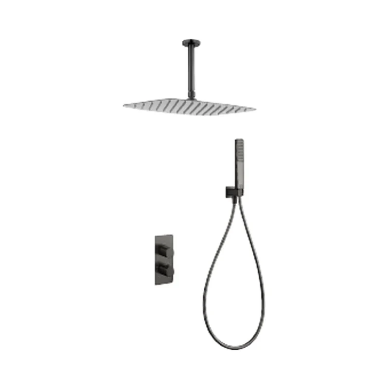 Conjunto ducha termostático empotrado Sassari black gun metal Imex