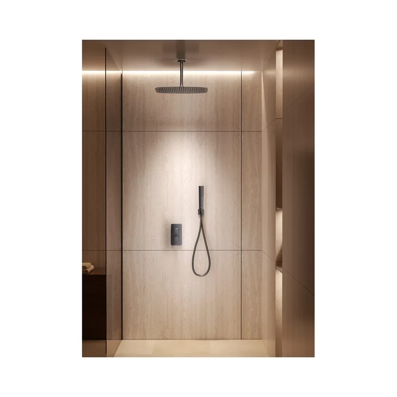 Conjunto ducha termostático empotrado Sassari black gun metal Imex