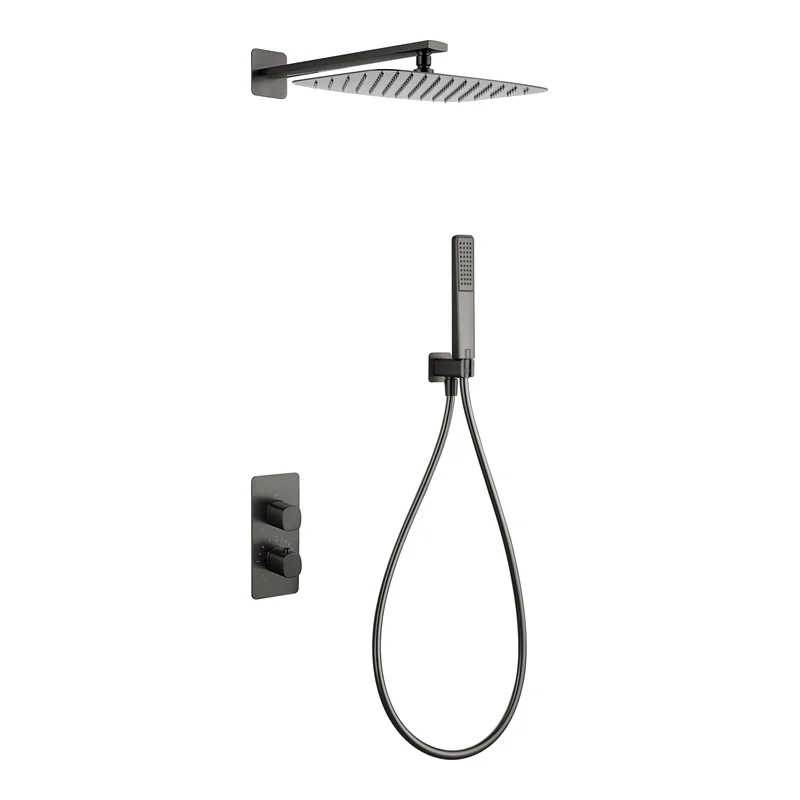 Conjunto Ducha Termostático Empotrado Firenze Black Gun Metal Imex