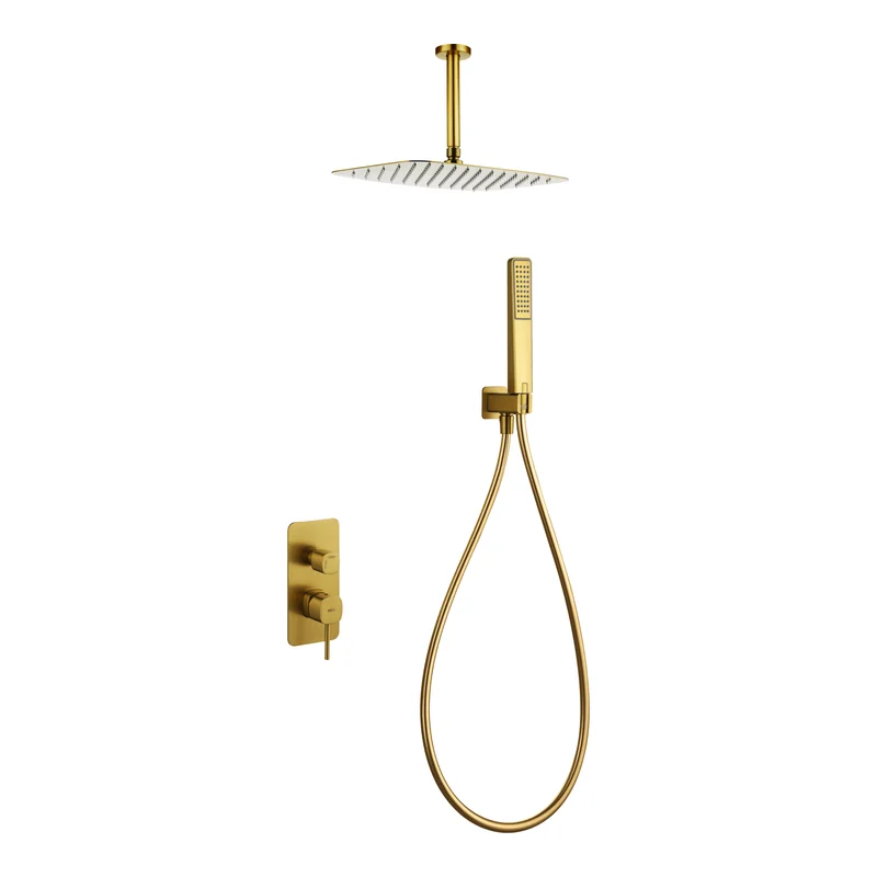Conjunto ducha monomando empotrado Sassari oro cepillado Imex