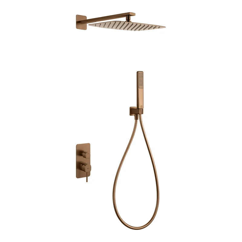 Conjunto Ducha Monomando Empotrado Firenze Oro Rosa Cepillado Imex