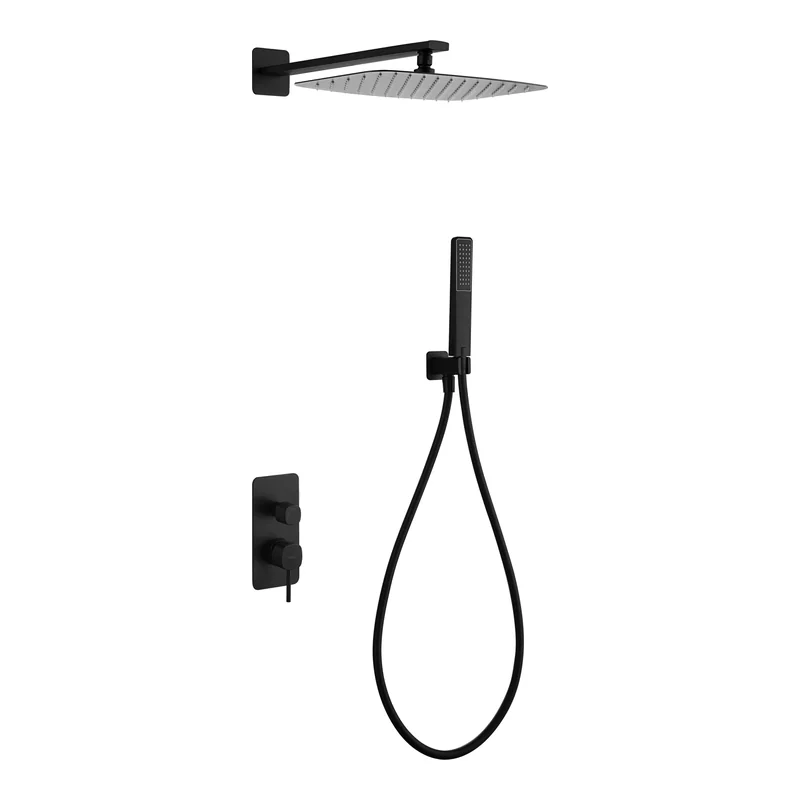 Conjunto Ducha Monomando Empotrado Firenze Negro Mate Imex