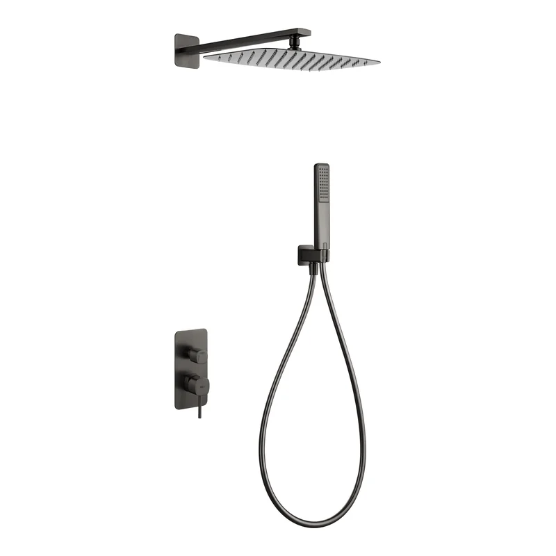 Conjunto Ducha Monomando Empotrado Firenze Black Gun Metal Imex