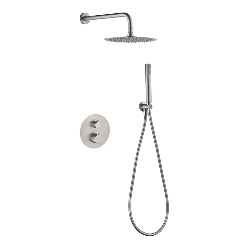 Conjunto ducha termostático empotrado Bless níquel cepillado Imex
