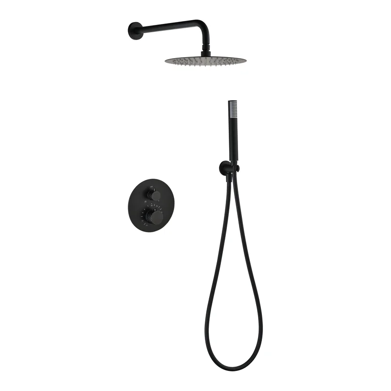 Conjunto ducha termostático empotrado Bless negro mate Imex