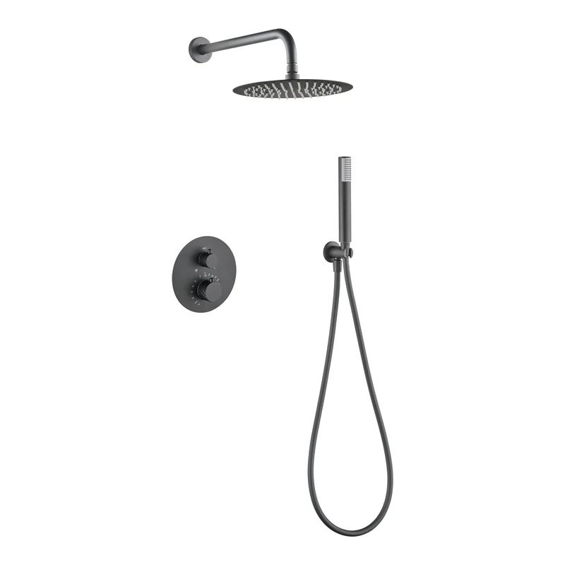 Conjunto ducha termostático empotrado Bless black gun metal Imex