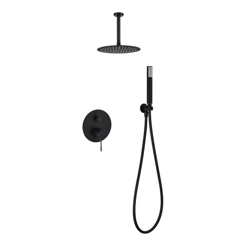 Conjunto ducha monomando empotrado Palau negro mate Imex