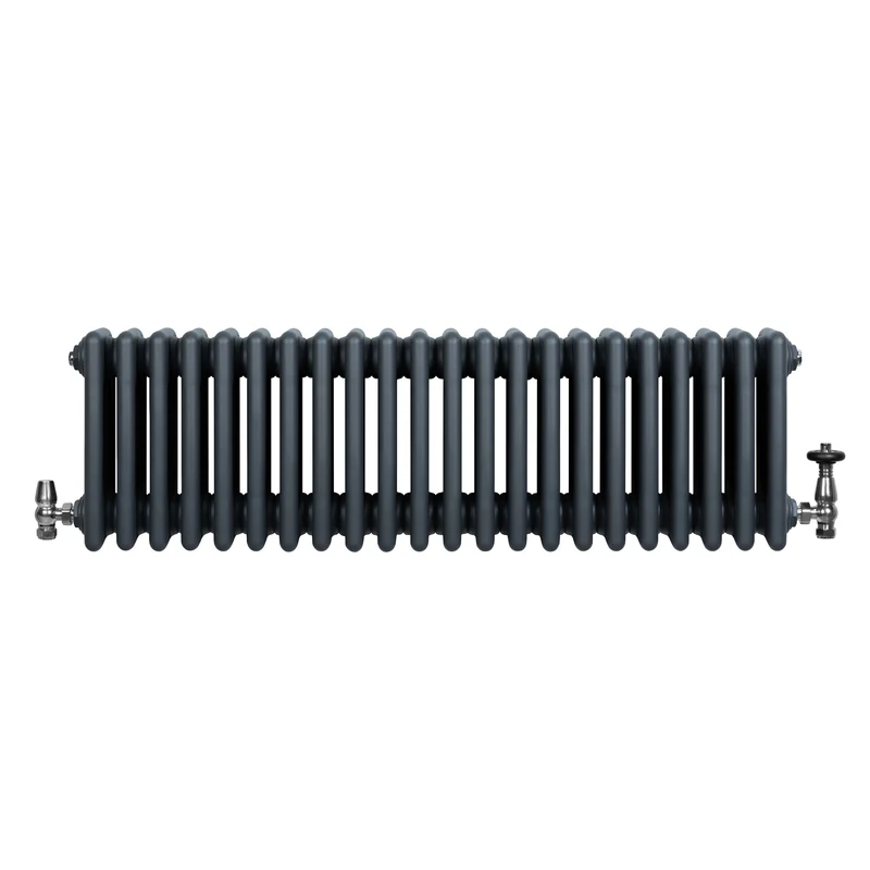 Radiador Tradicional de 4 Columnas y Válvulas – 300 x 1010 mm – Gris Antracita