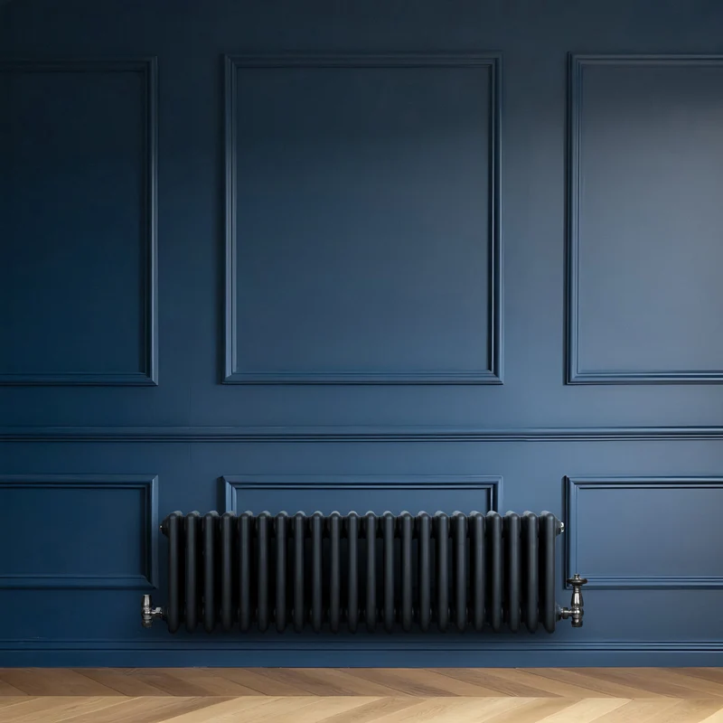 Radiador Tradicional de 4 Columnas y Válvulas – 300 x 1010 mm – Gris Antracita