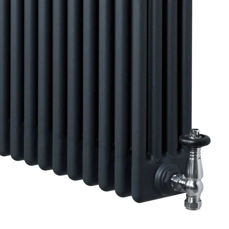 Radiador Tradicional de 4 Columnas y Válvulas – 300 x 1370 mm – Gris Antracita