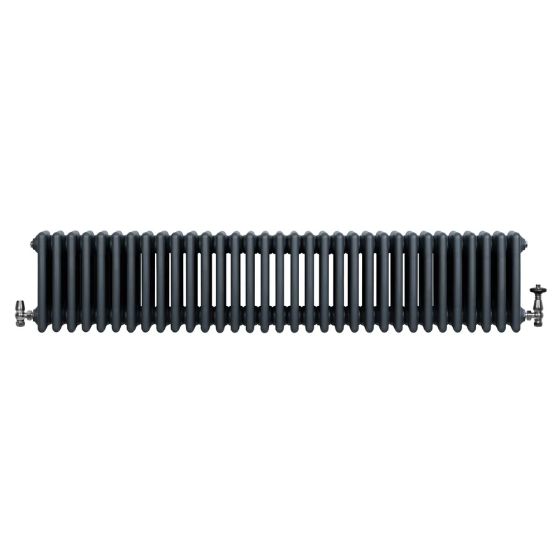Radiador Tradicional de 4 Columnas y Válvulas – 300 x 1505 mm – Gris Antracita