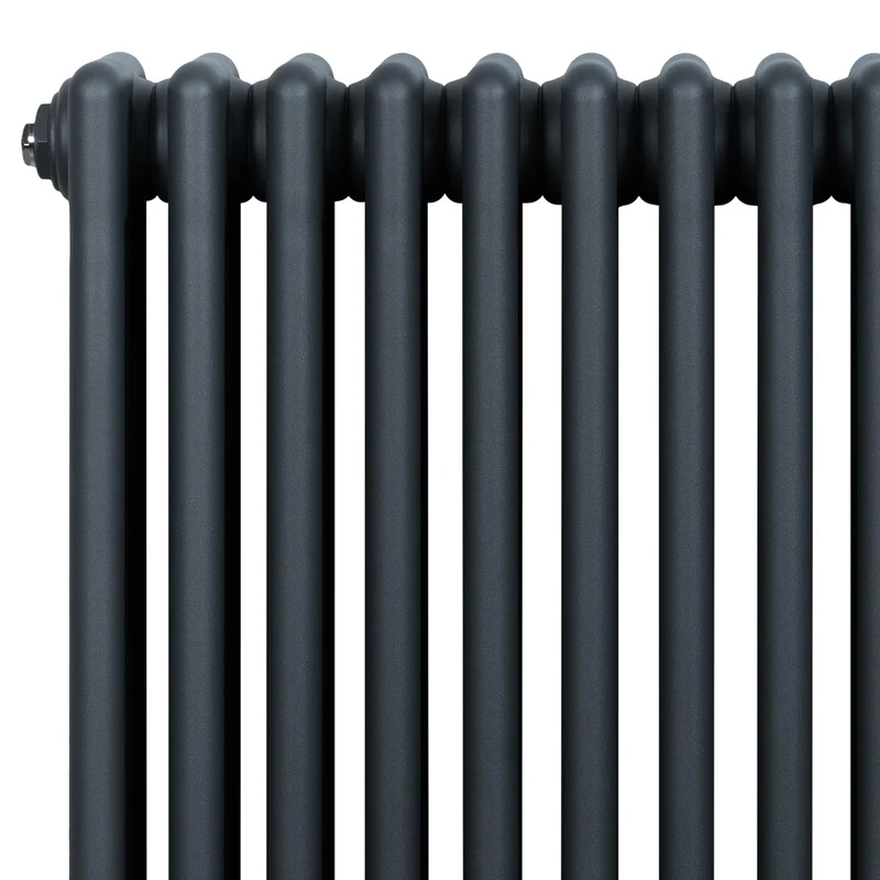 Radiador Tradicional de 4 Columnas y Válvulas – 600 x 605 mm – Gris Antracita