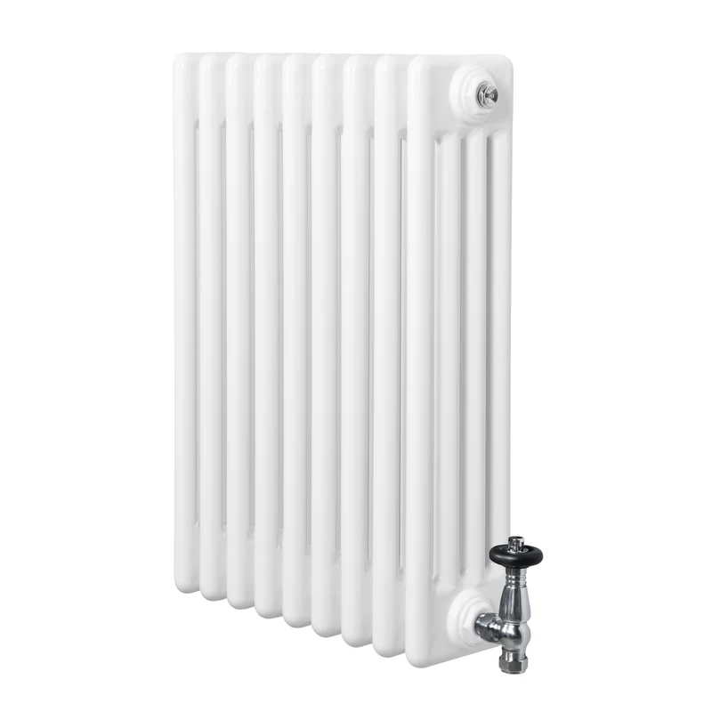Radiador Tradicional de 4 Columnas y Válvulas – 600 x 425 mm – Blanco