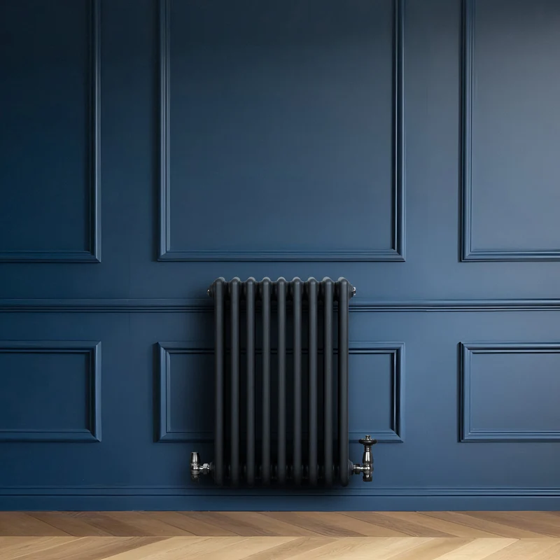 Radiador Tradicional de 4 Columnas y Válvulas – 600 x 425 mm – Gris Antracita