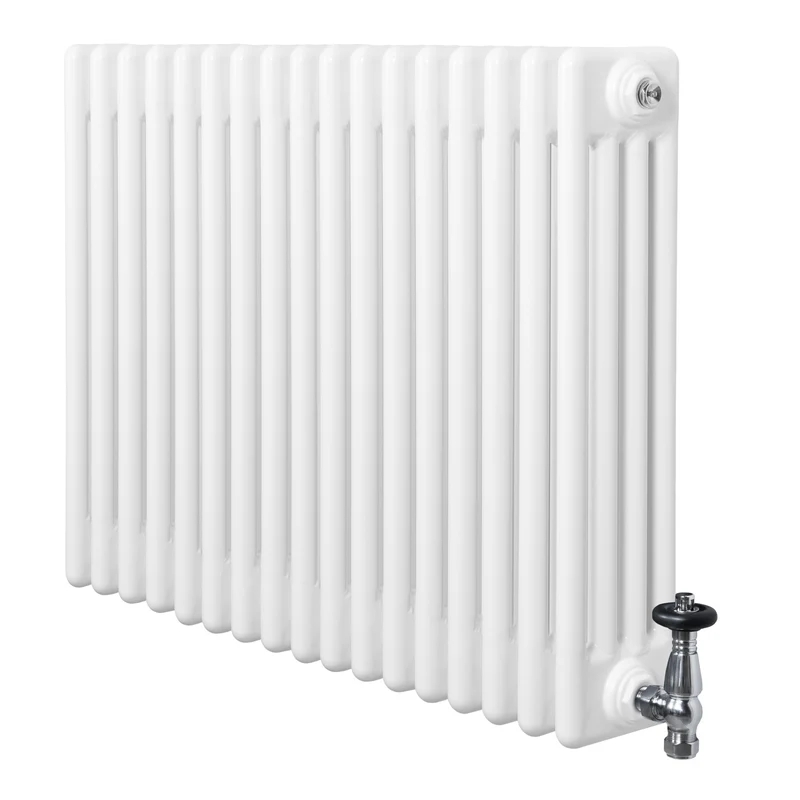 Radiador Tradicional de 4 Columnas y Válvulas – 600 x 785 mm – Blanco