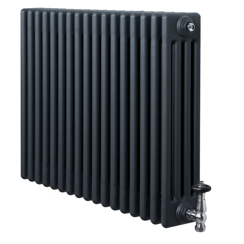 Radiador Tradicional de 4 Columnas y Válvulas – 600 x 785 mm – Gris Antracita