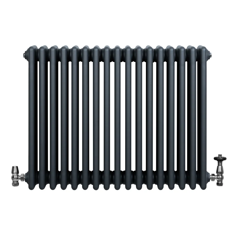 Radiador Tradicional de 4 Columnas y Válvulas – 600 x 785 mm – Gris Antracita