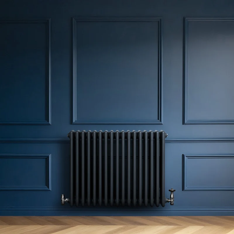 Radiador Tradicional de 4 Columnas y Válvulas – 600 x 785 mm – Gris Antracita