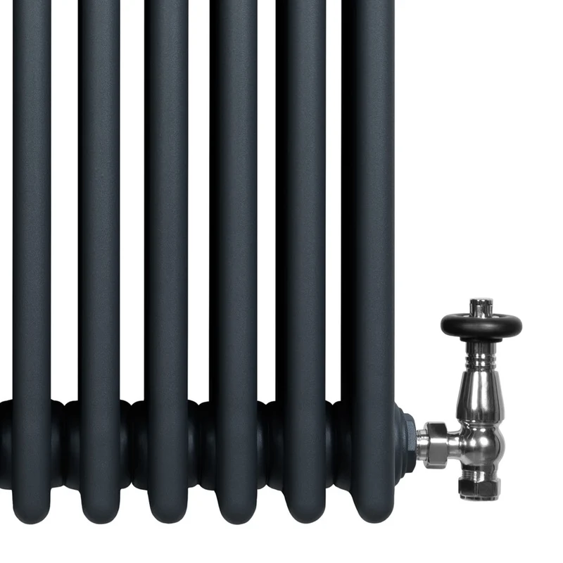 Radiador Tradicional de 4 Columnas y Válvulas – 600 x 785 mm – Gris Antracita