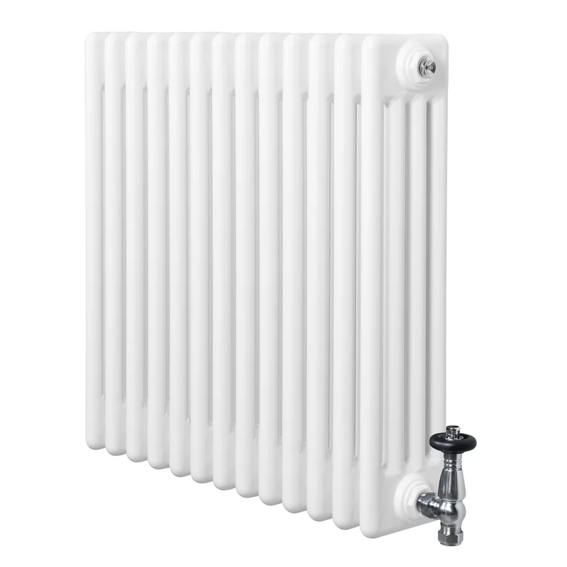 Radiador Tradicional de 4 Columnas y Válvulas – 600 x 605 mm – Blanco