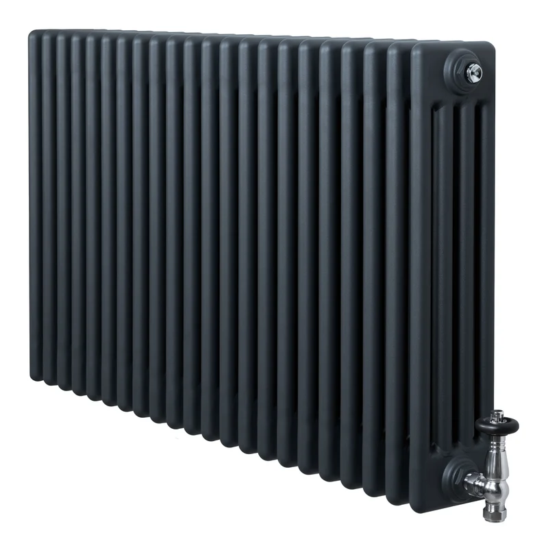 Radiador Tradicional de 4 Columnas y Válvulas – 600 x 1010 mm – Gris Antracita