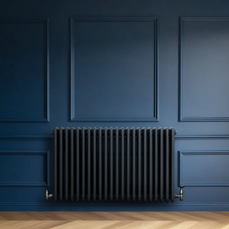 Radiador Tradicional de 4 Columnas y Válvulas – 600 x 1010 mm – Gris Antracita