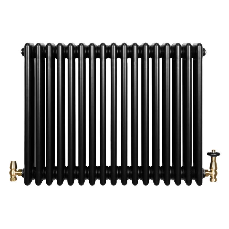 Radiador Tradicional de 4 Columnas y Válvulas – 600 x 785 mm – Negro