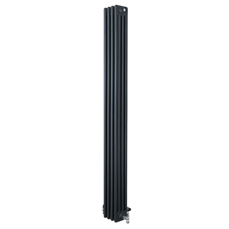 Radiador Tradicional de 4 Columnas y Válvulas – 1800 x 200 mm – Gris Antracita