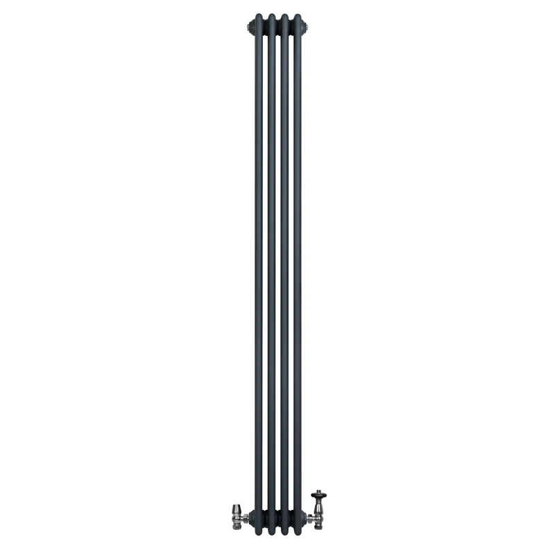 Radiador Tradicional de 4 Columnas y Válvulas – 1800 x 200 mm – Gris Antracita
