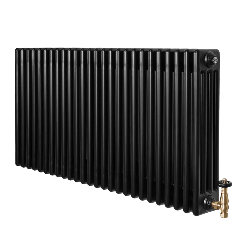 Radiador Tradicional de 4 Columnas y Válvulas – 600 x 1190 mm – Negro