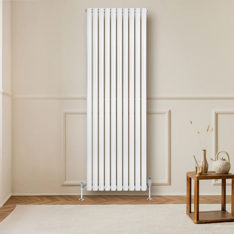 Radiador de Columna Simple Ovalado y Válvulas – 1800 mm x 600 mm – Blanco