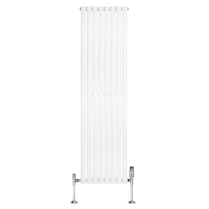 Radiador de Columna Simple Ovalado y Válvulas – 1800 mm x 480 mm – Blanco