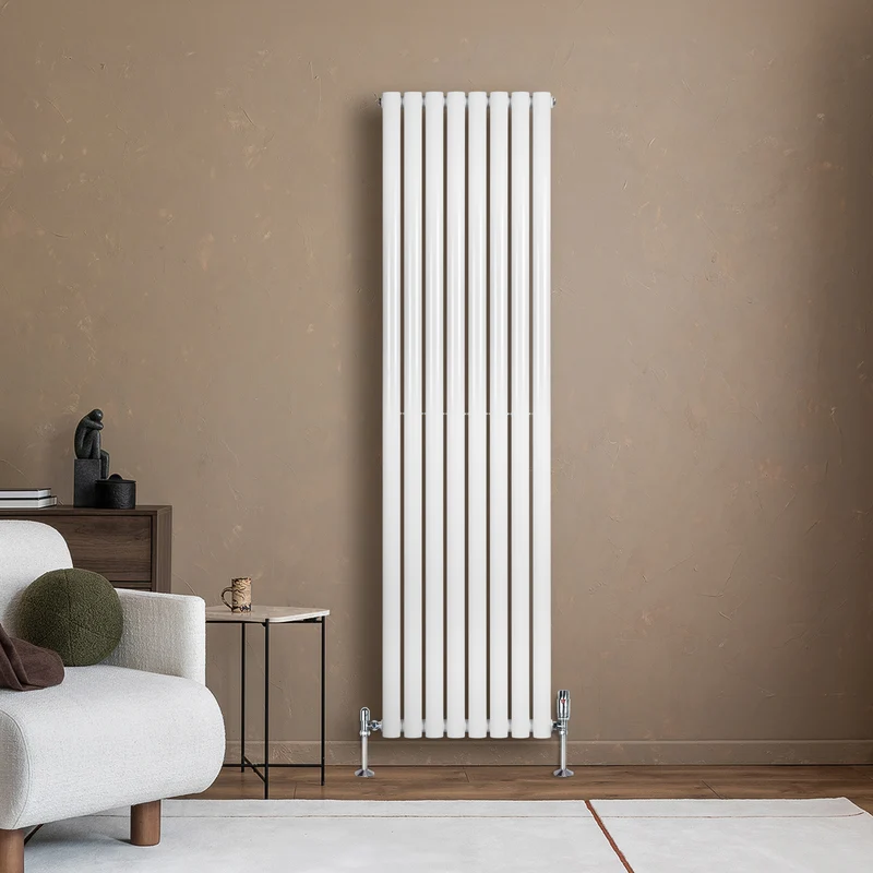Radiador de Columna Simple Ovalado y Válvulas – 1800 mm x 480 mm – Blanco