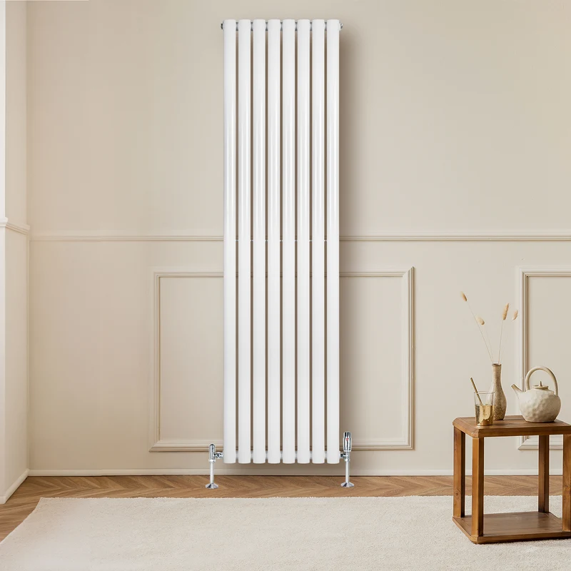 Radiador de Columna Simple Ovalado y Válvulas – 1800 mm x 480 mm – Blanco