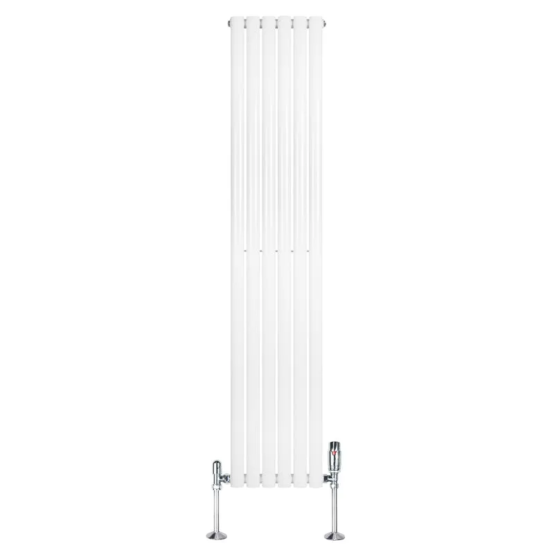 Radiador de Columna Simple Ovalado y Válvulas – 1800 mm x 360 mm – Blanco