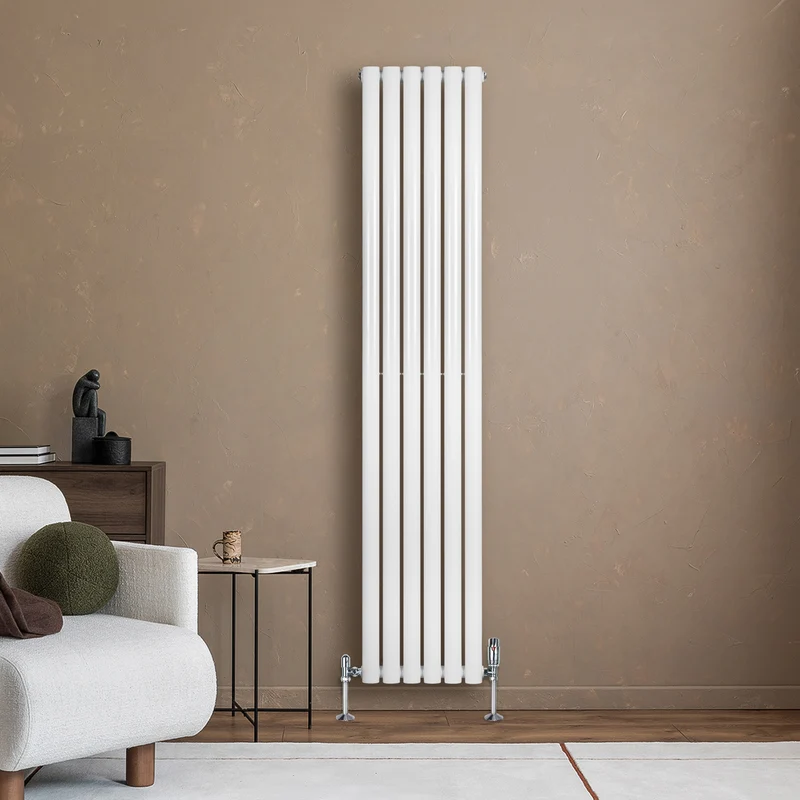 Radiador de Columna Simple Ovalado y Válvulas – 1800 mm x 360 mm – Blanco