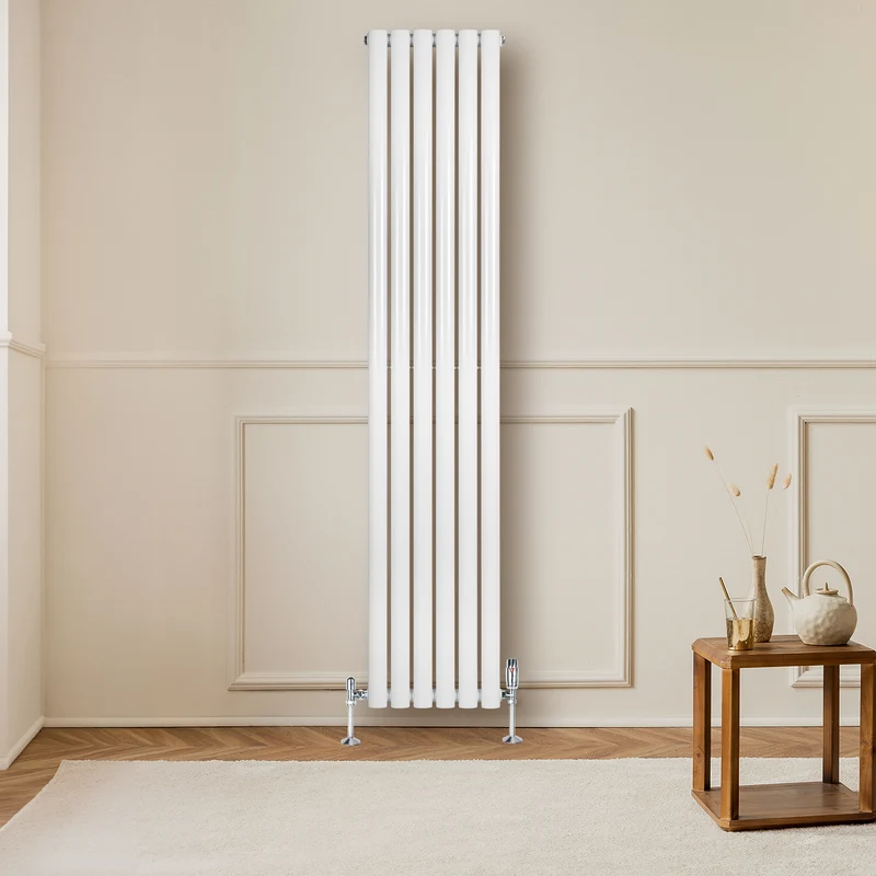 Radiador de Columna Simple Ovalado y Válvulas – 1800 mm x 360 mm – Blanco