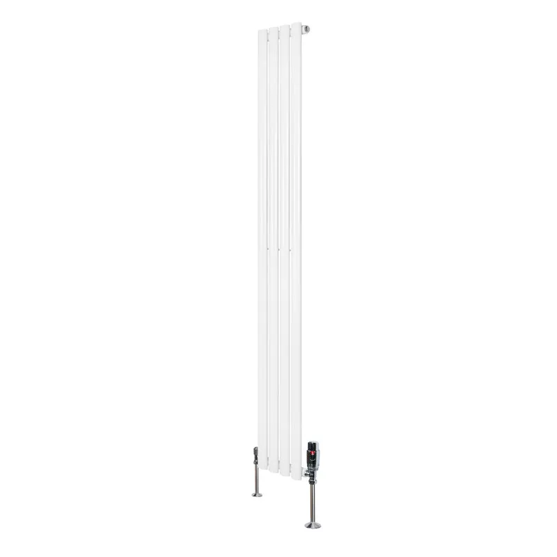 Radiador de Columna Simple Ovalado y Válvulas – 1800 mm x 240 mm – Blanco
