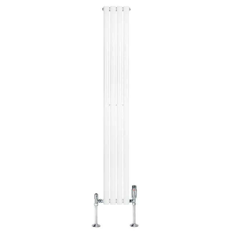Radiador de Columna Simple Ovalado y Válvulas – 1800 mm x 240 mm – Blanco
